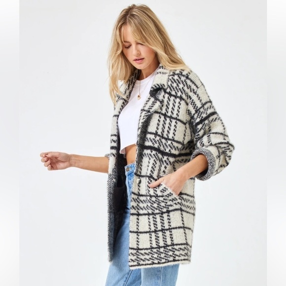 L SPACE Stirling Sweater Coat Couldn't Be Cozier Plaid Size XL - Picture 8 of 16